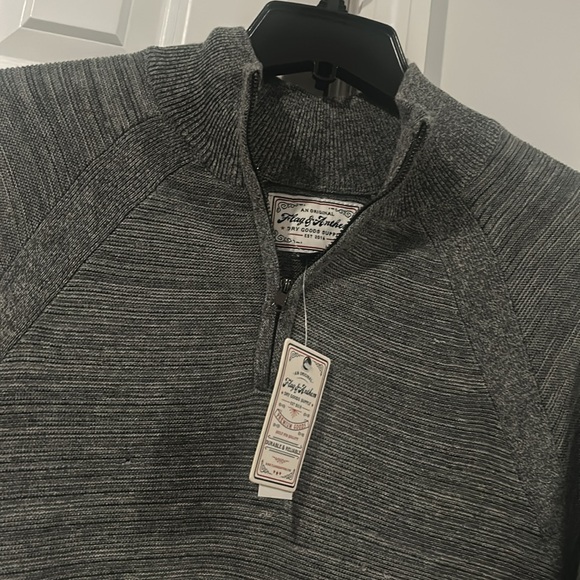 NWT Flag & Anthem Mens 1/4 Zip Sweater Pullover Medium Grey - Picture 2 of 6